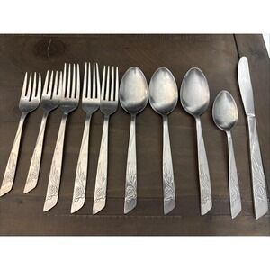 National Stainless NST12 Flatware Dinner Forks,Spoons Knives Japan Set Of 10
